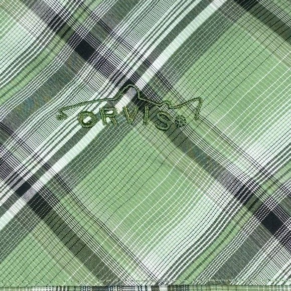 Orvis Trout Bum Button Up Shirt Mens XL Green Plaid Fishing Outdoor Short Sleeve - Picture 10 of 10